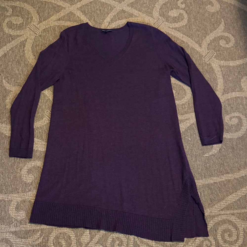 Eileen Fisher Deep Purple Knit Dress or Tunic Top women’s size L very nice